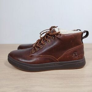 Timberland Brown Leather Faux Fur Lined Chukka Lace Up Boots 572